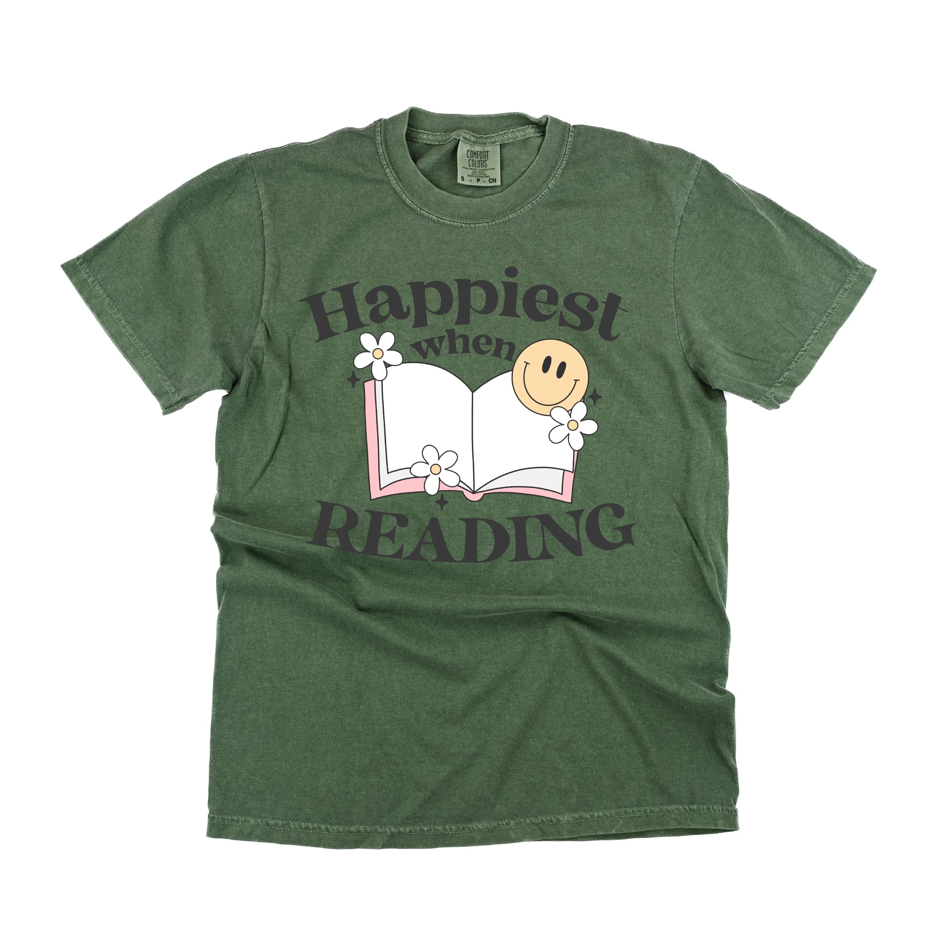 Happiest When Reading - SHORT SLEEVE COMFORT COLORS TEE