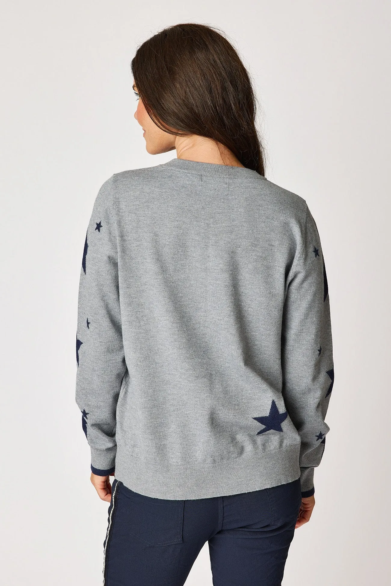 Heather Navy Star Sweater