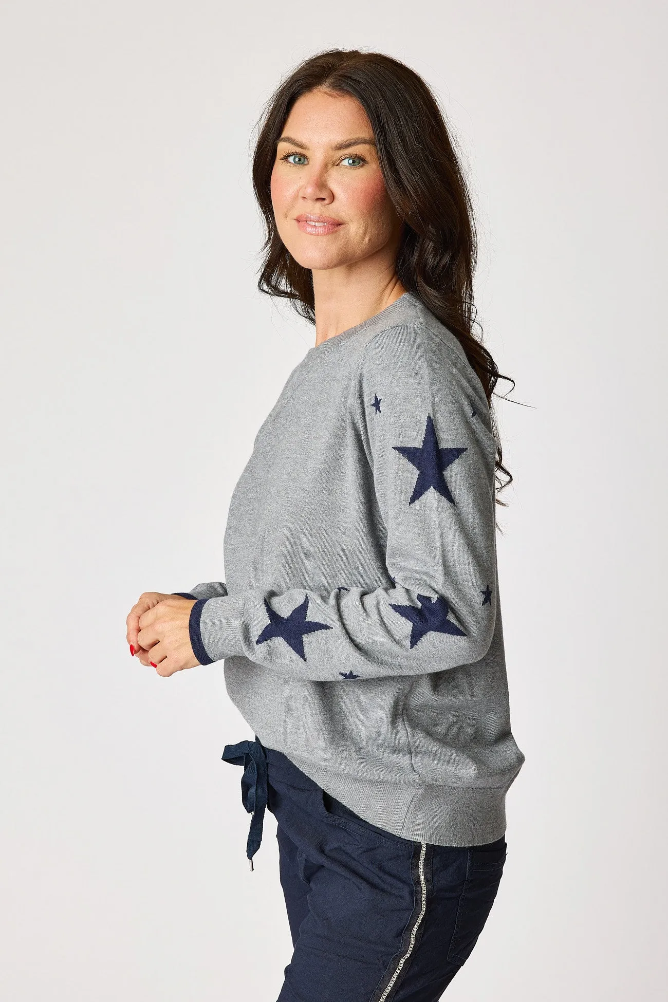 Heather Navy Star Sweater
