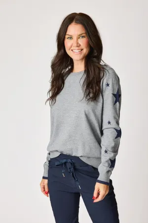 Heather Navy Star Sweater