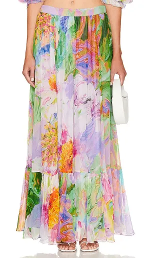 HEMANT AND NANDITA Maxi Skirt in Green