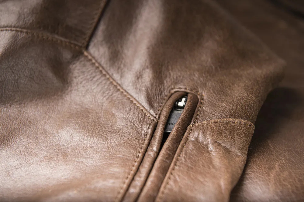 Highway 21 Primer Leather Motorcycle Jacket
