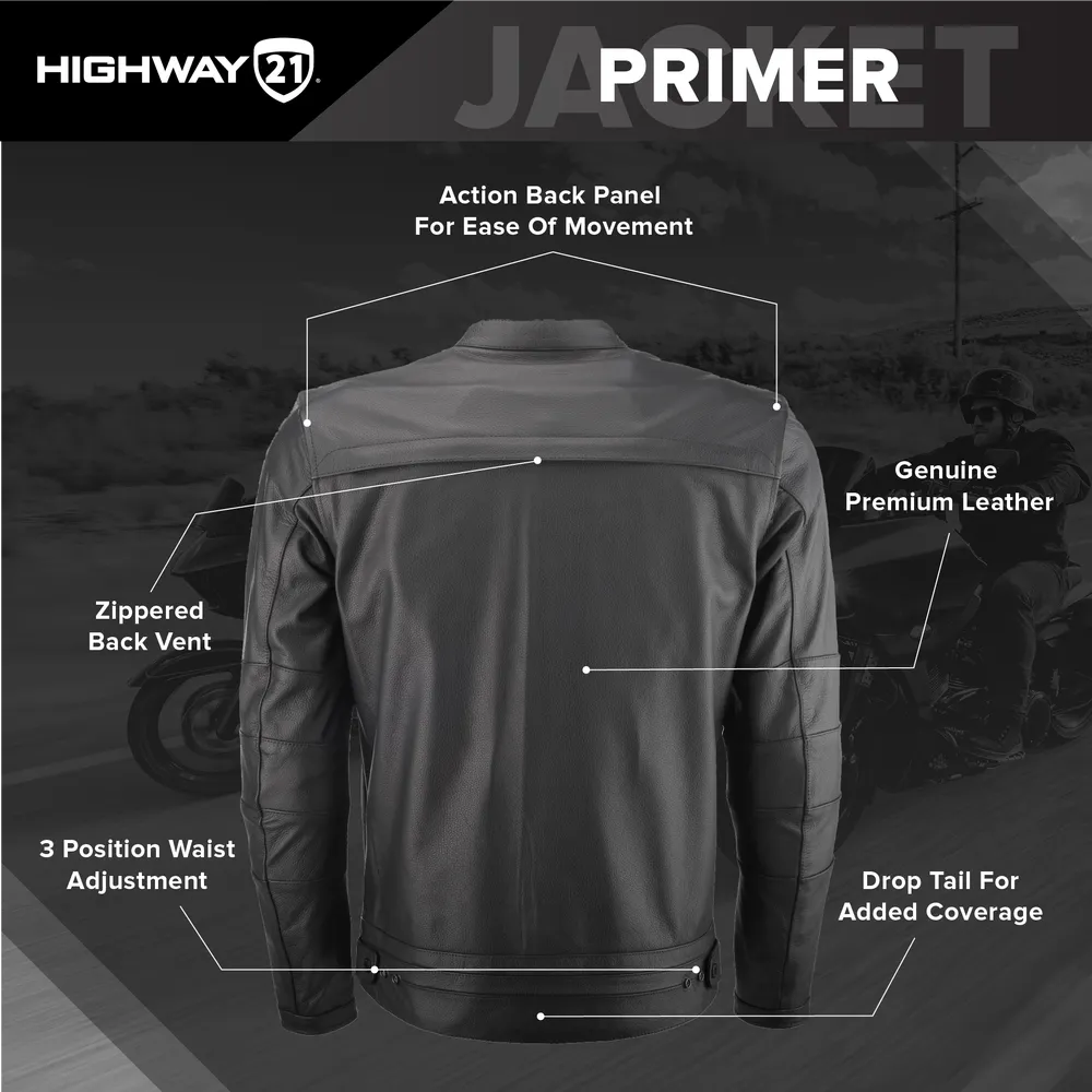 Highway 21 Primer Leather Motorcycle Jacket