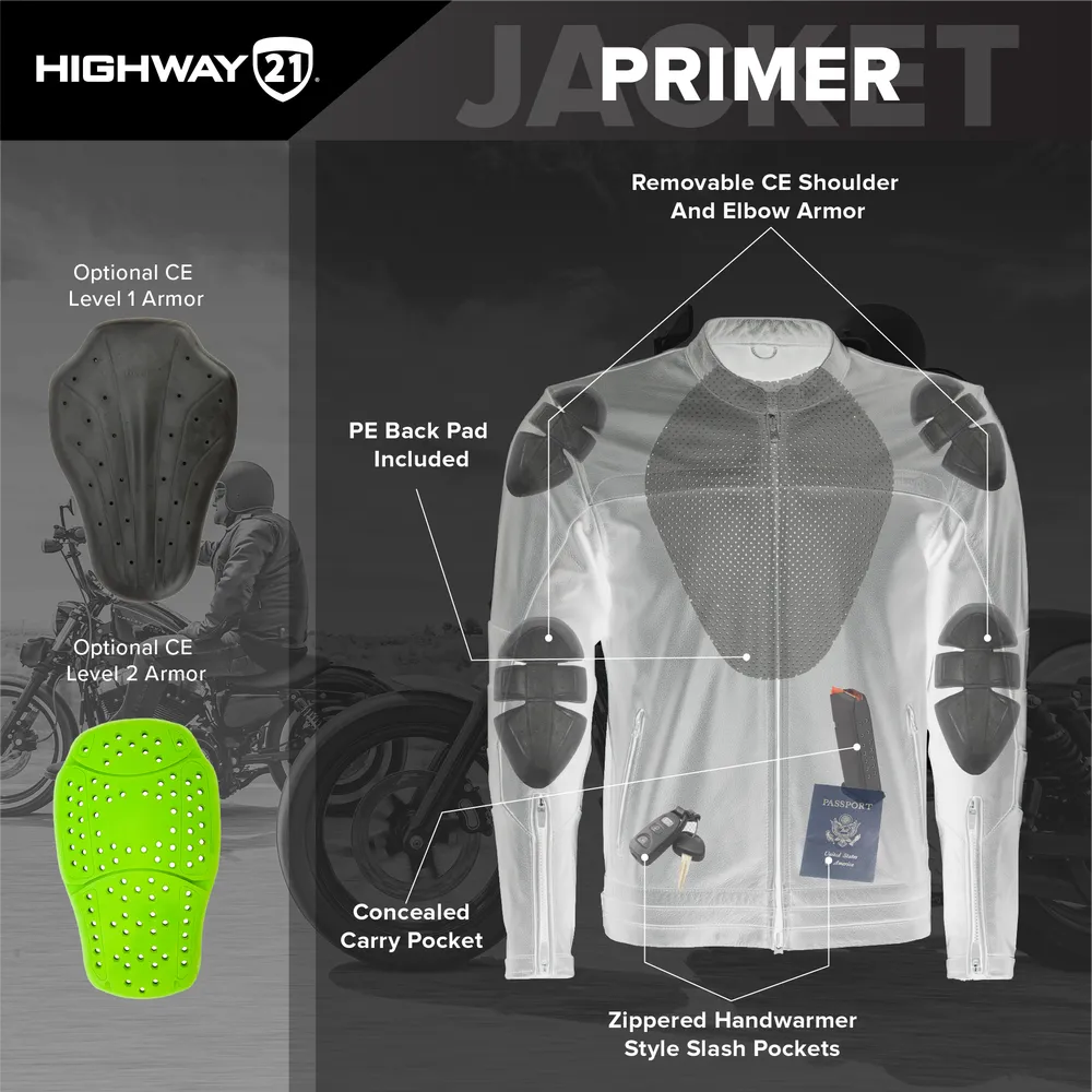 Highway 21 Primer Leather Motorcycle Jacket