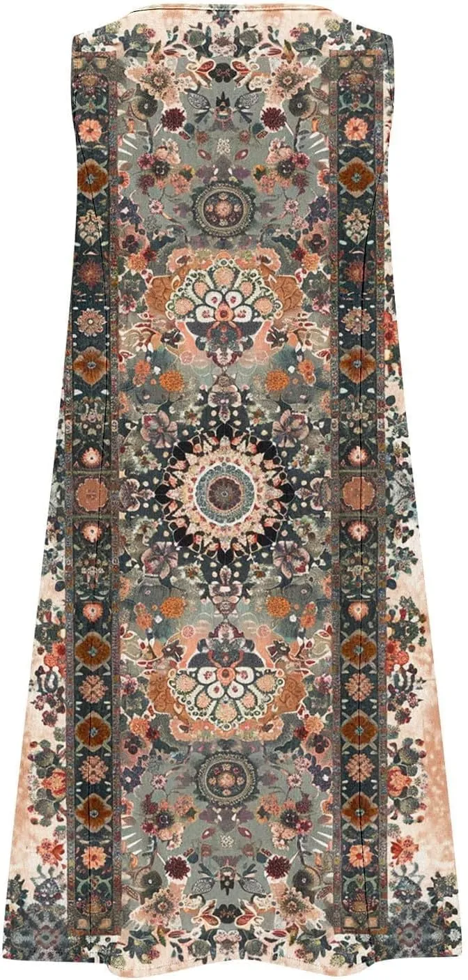 hlysgo Summer Dresses for Women 2025 Vacation Beach Cotton Linen Dress Flowy Comfy Sleeveless Mini Sundress with Pockets