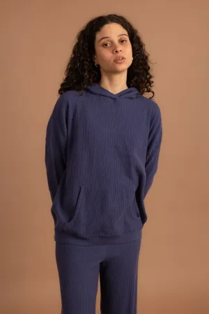 Indigo Ribbed Knit Pullover