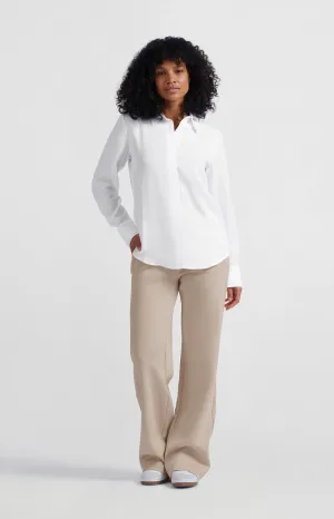 Jersey trousers with wide legs and contrasting waistband