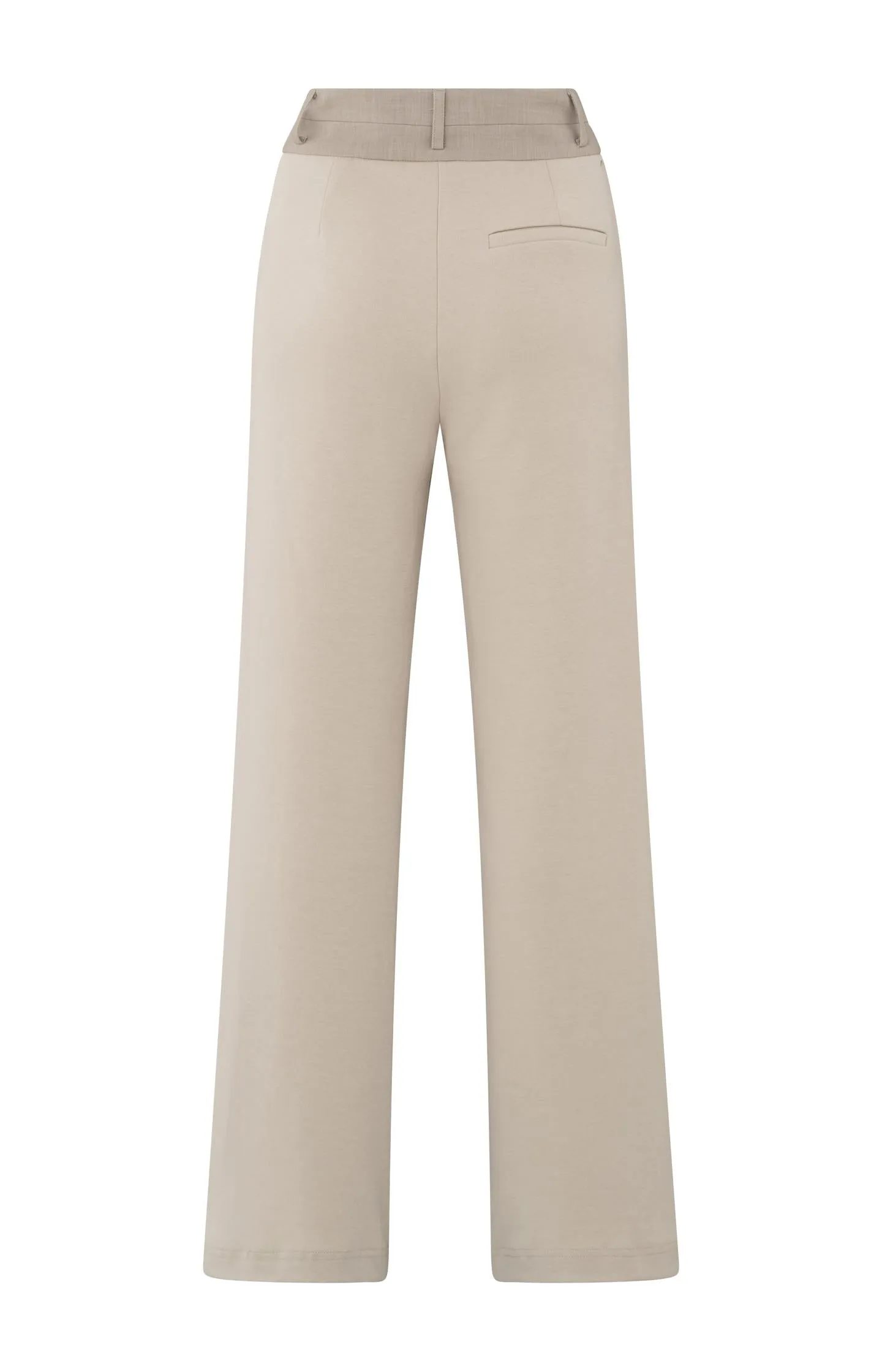Jersey trousers with wide legs and contrasting waistband