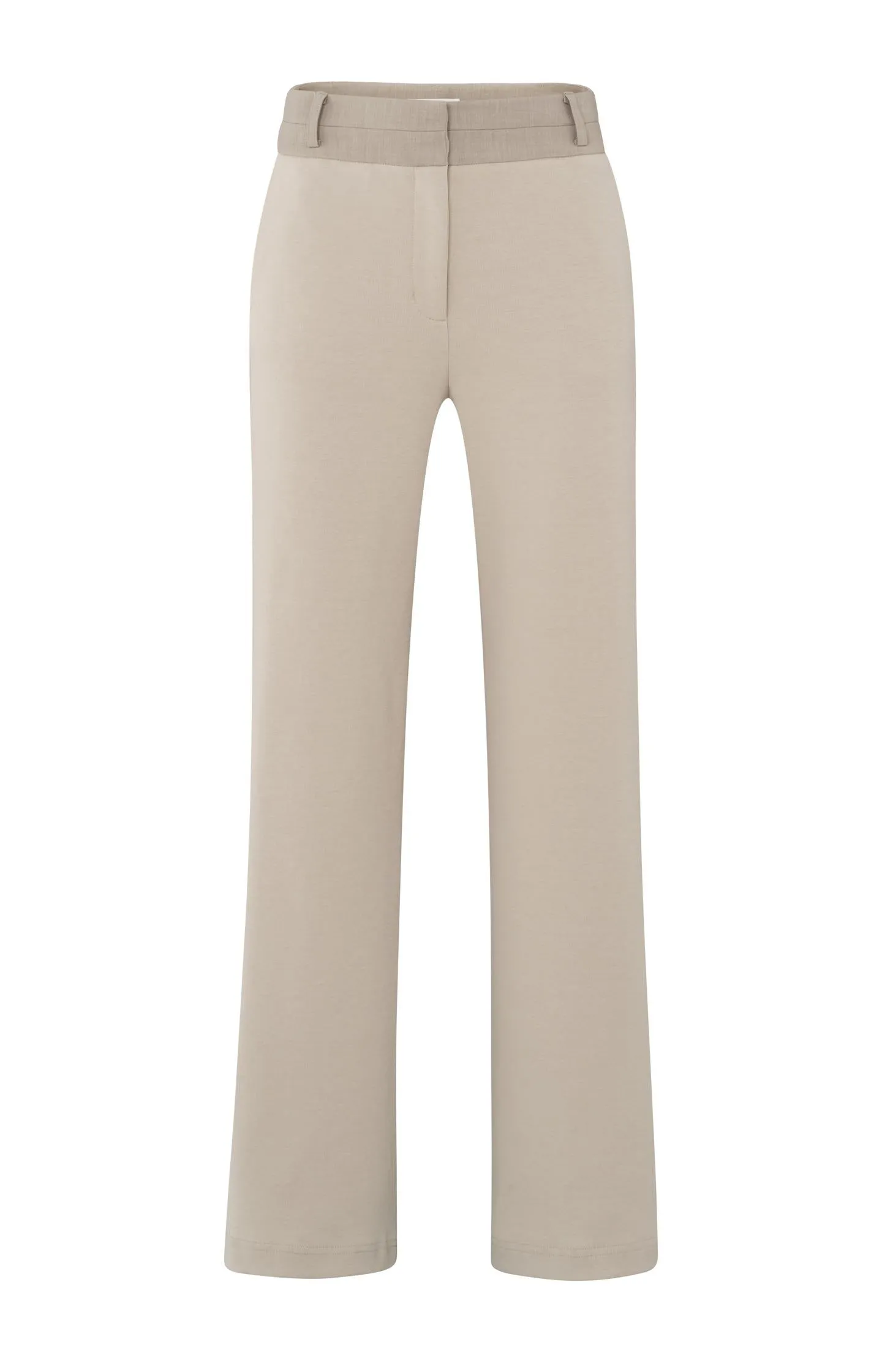 Jersey trousers with wide legs and contrasting waistband