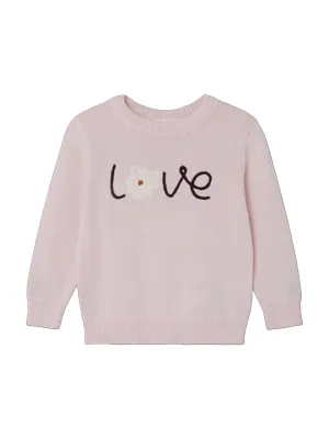 Kids Girl's Embroidered Knit Sweater,Light Pink