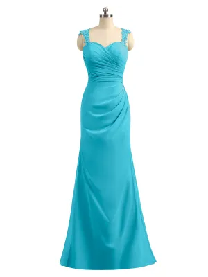 Lace Appliqued Strap Sheath Open Back Dress Jade