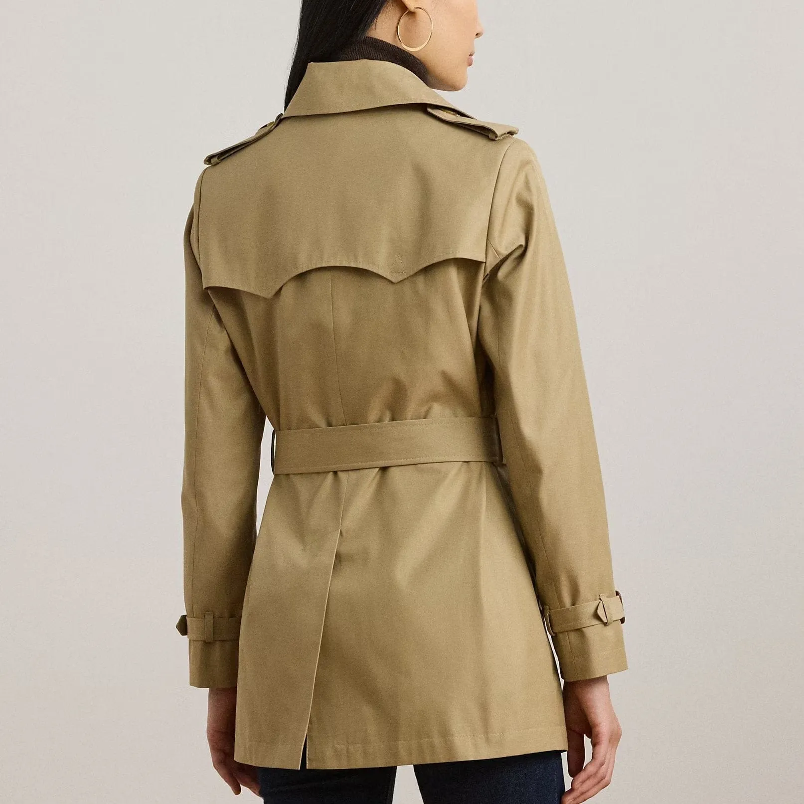 Lauren Ralph Lauren Double-Breasted Cotton-Blend Trench Coat In Birch Tan