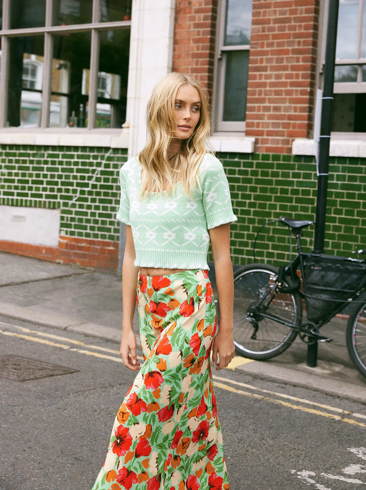 Layla Green Garden Floral Skirt