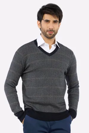 Light Grey V-Neck Gents Sweater