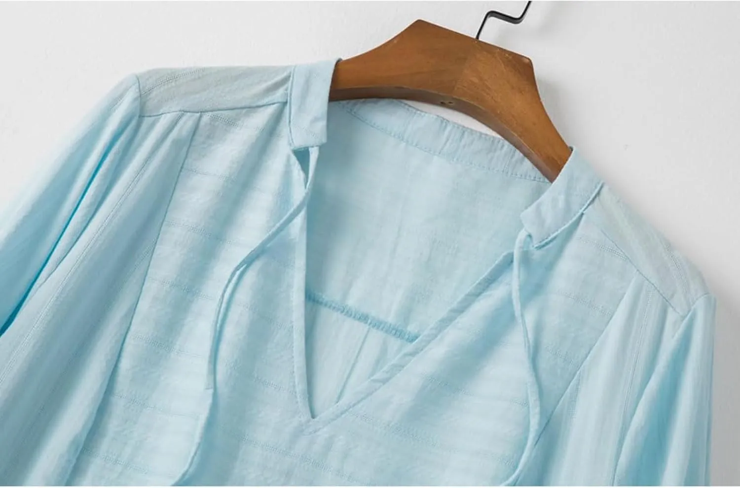 Linen Dresses for Women 2025 Summer Vacation Beach Shift Dress V Neck 3/4 Sleeve Midi Dress Casual Tunic Dresses