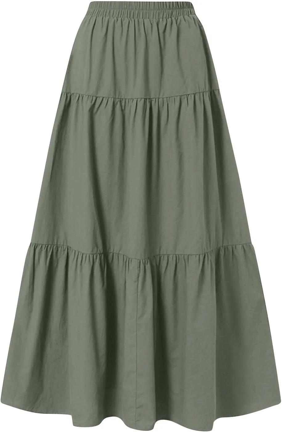 Linen Skirts for Women 2025 Casual Summer Bow High Waisted Tiered Maxi Skirt Flowy Vacation Beach Long Pleated Skirt
