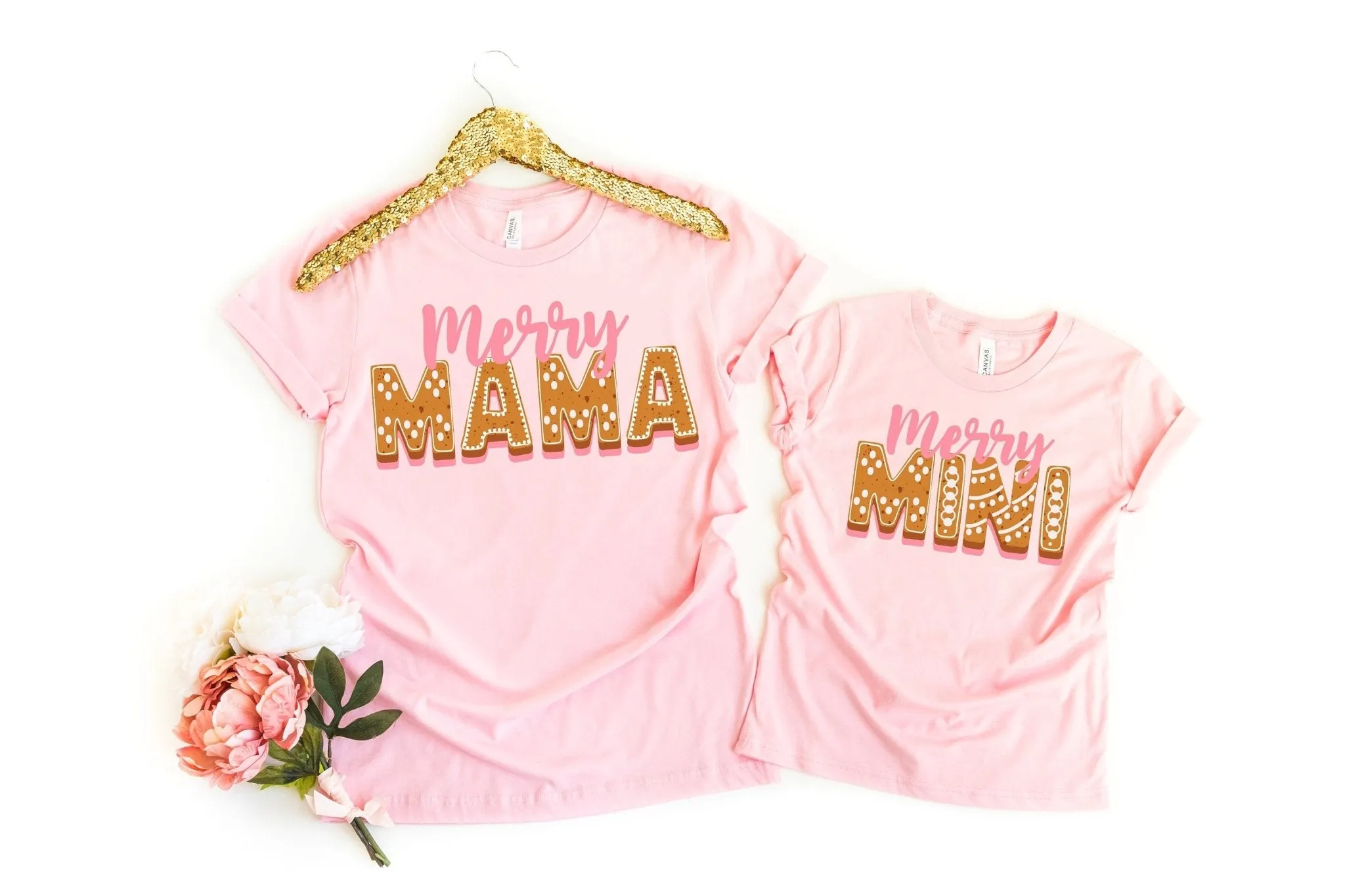 Merry Mama and Mini Matching Christmas Cookie Pink sweatshirt
