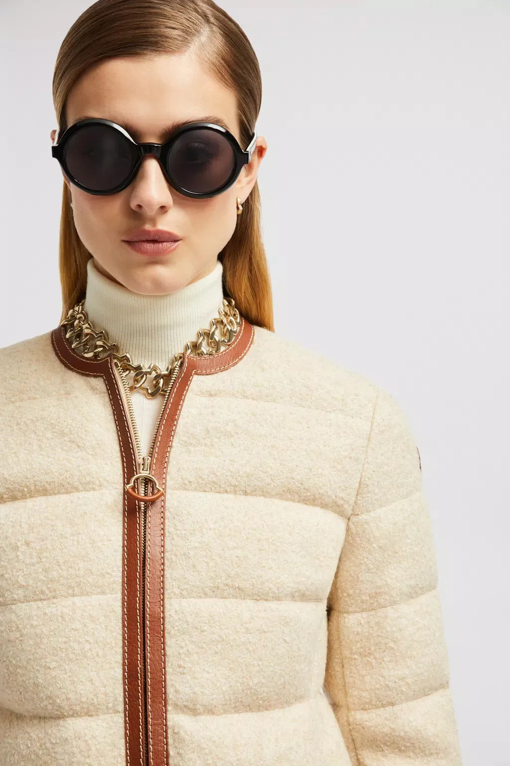 MONCLER SERINDE SHORT DOWN JACKET BEIGE