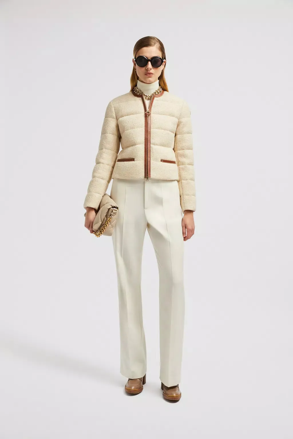 MONCLER SERINDE SHORT DOWN JACKET BEIGE