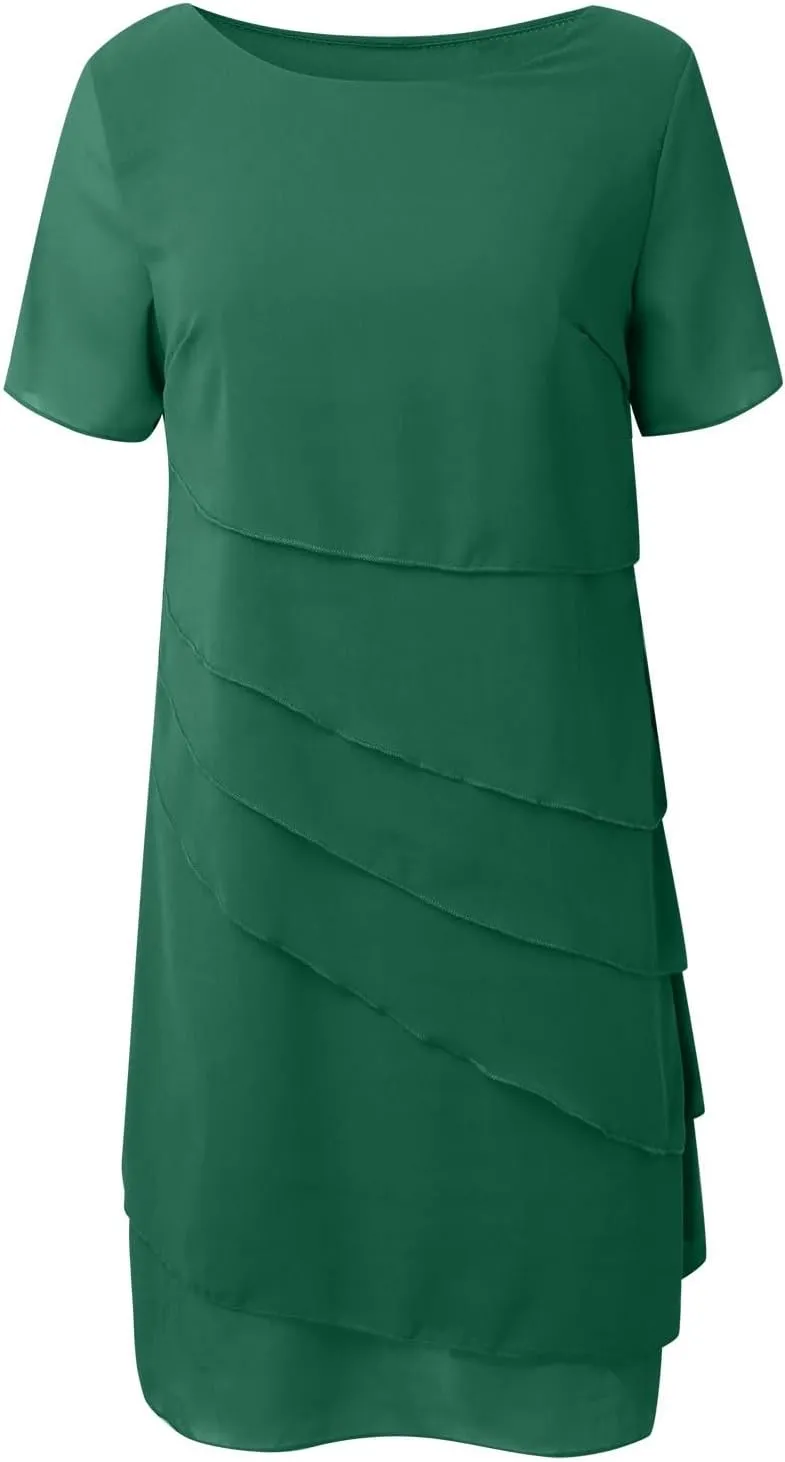 Mother of The Bride Dress for Women Elegant Formal Dress Chiffon Flowy Evening Outfit Party Dress Ruffle Flowy Dress