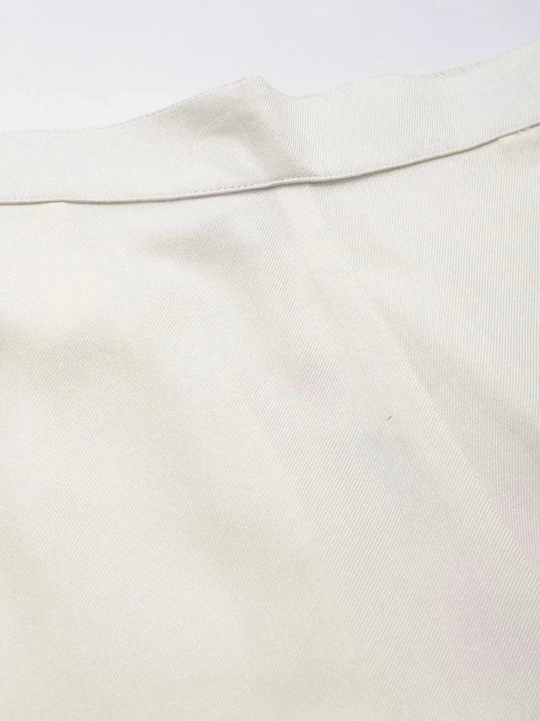 Off White Solid Pashmina Wool Trousers