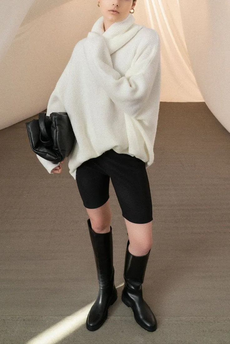 OVERSIZED TURTLENECK PULLOVER OFF WHITE
