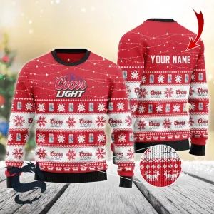 Personalized Christmas Twinkle Lights Coors Light Christmas Sweater
