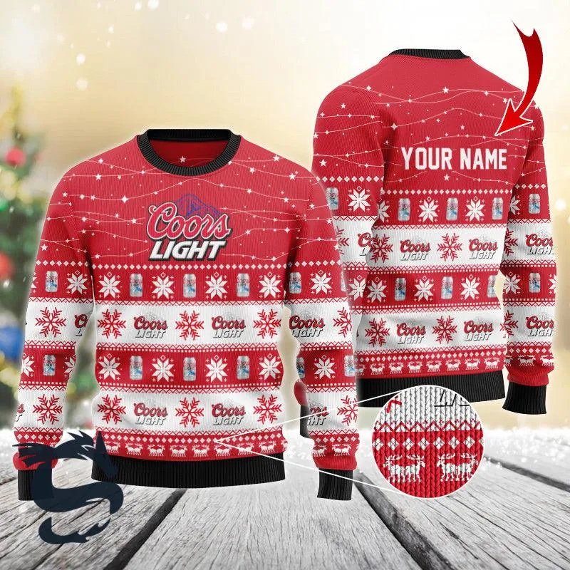Personalized Christmas Twinkle Lights Coors Light Christmas Sweater