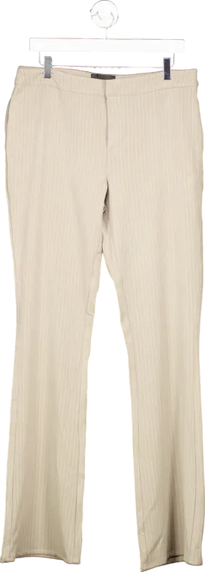 PLT Label Dark Taupe Pinstripe Mid Rise Flare Trouser UK 10