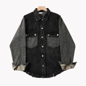 Pre Order:  Leopard Print Sleeve and Pockets Jacket
