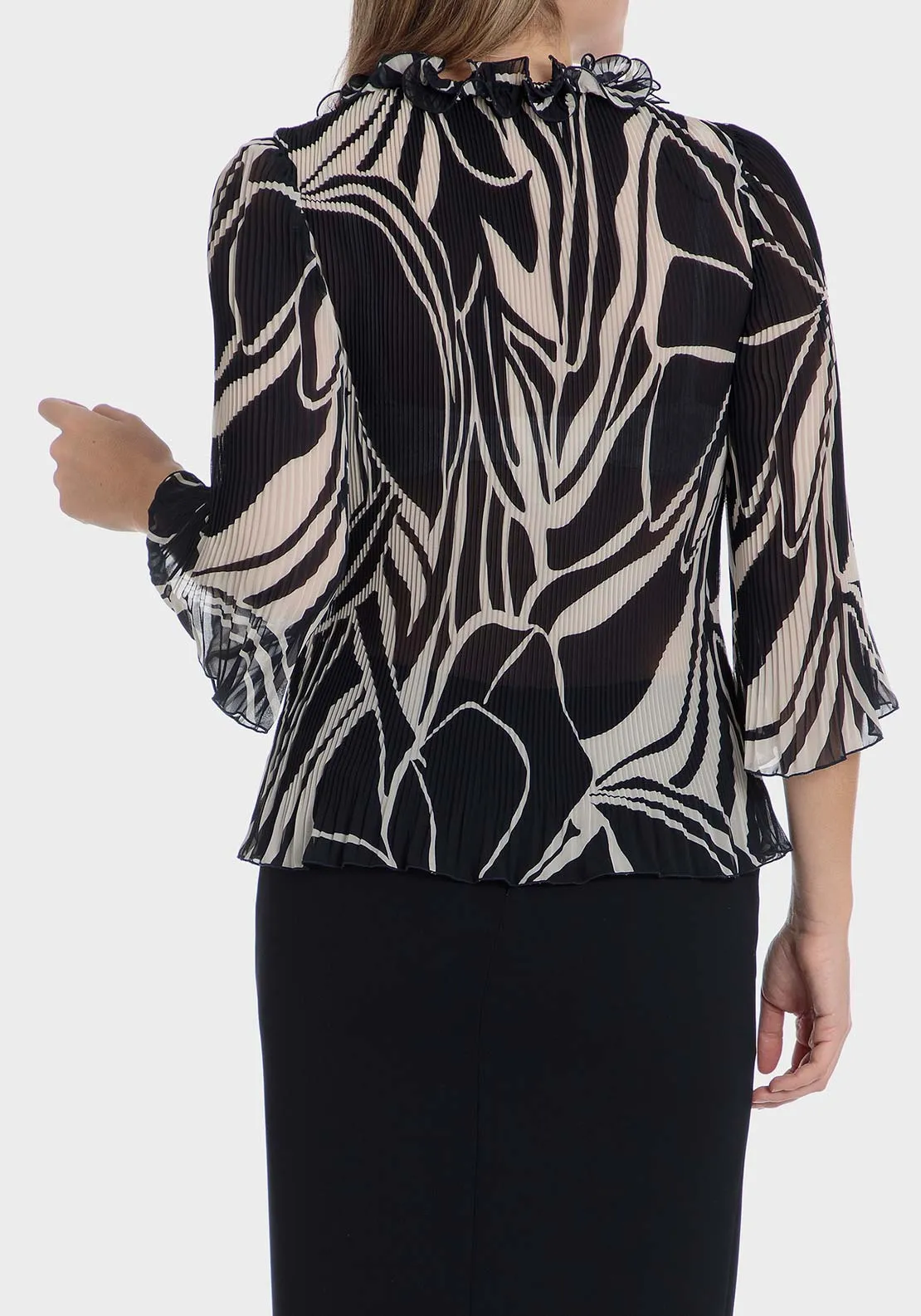 Printed pleated shirt - Blue / Navy