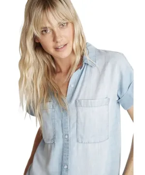 Rolled Short Sleeve Button Down Light Mist