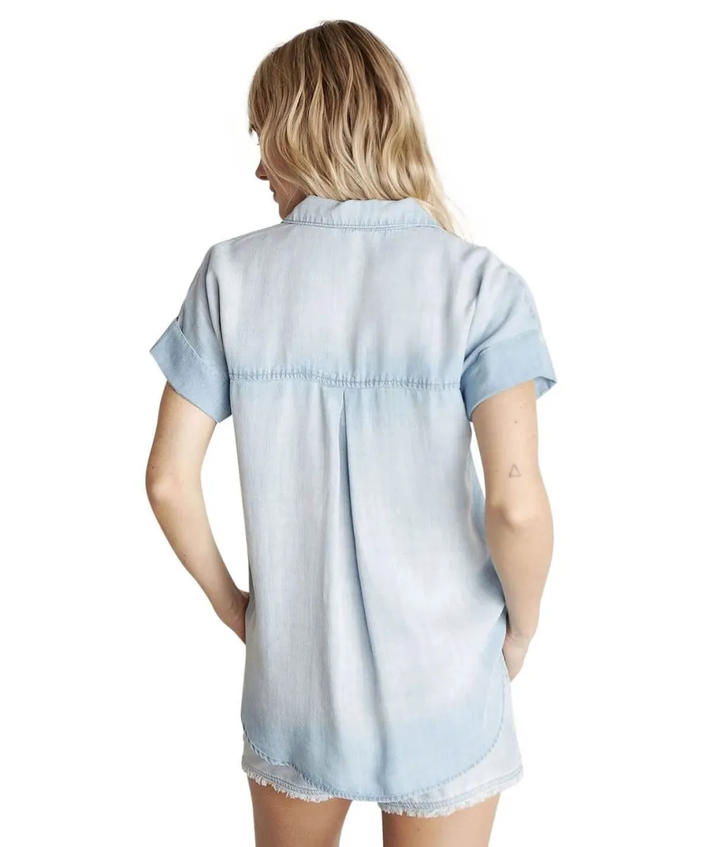 Rolled Short Sleeve Button Down Light Mist