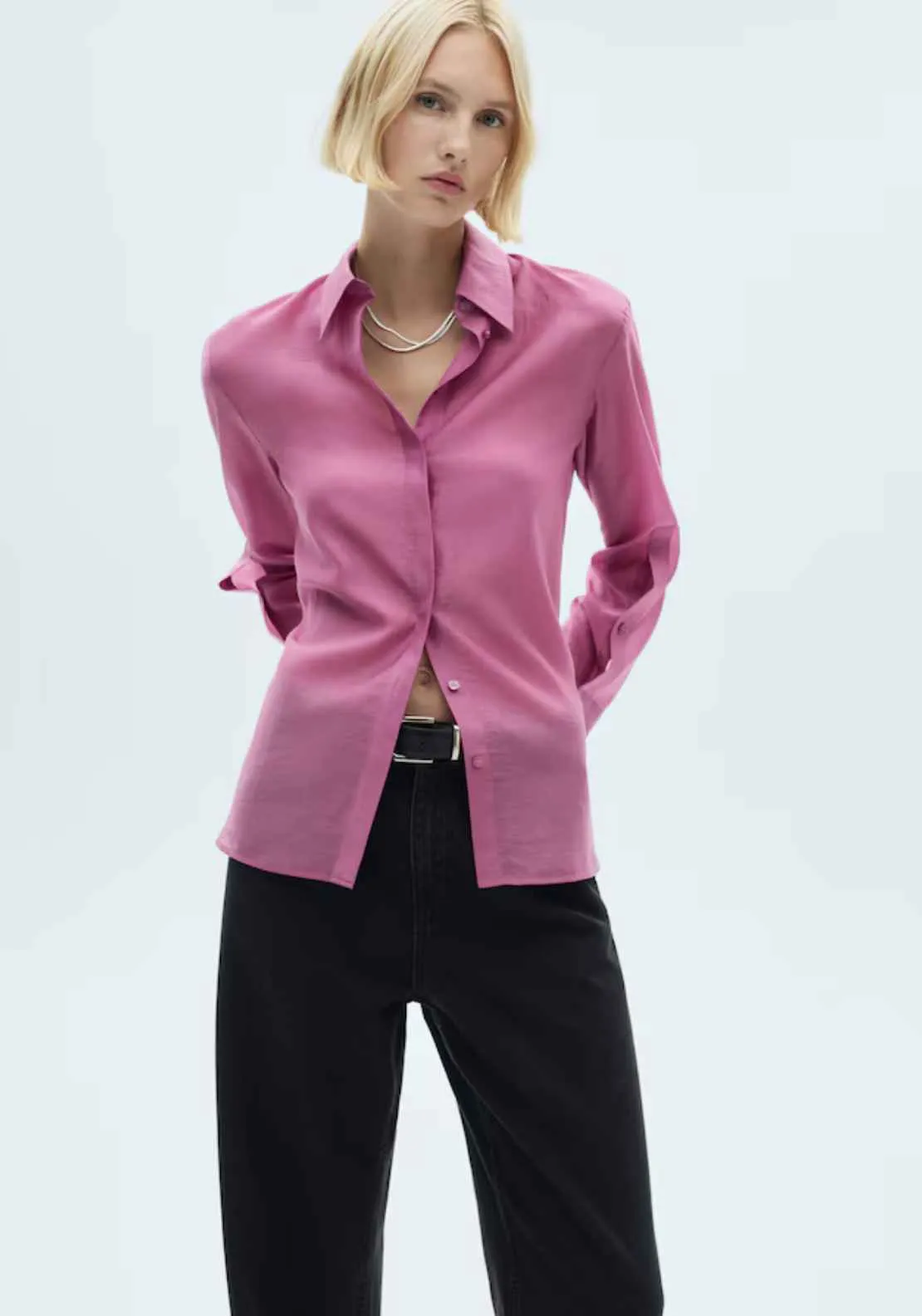 Satin lyocell shirt - Pink