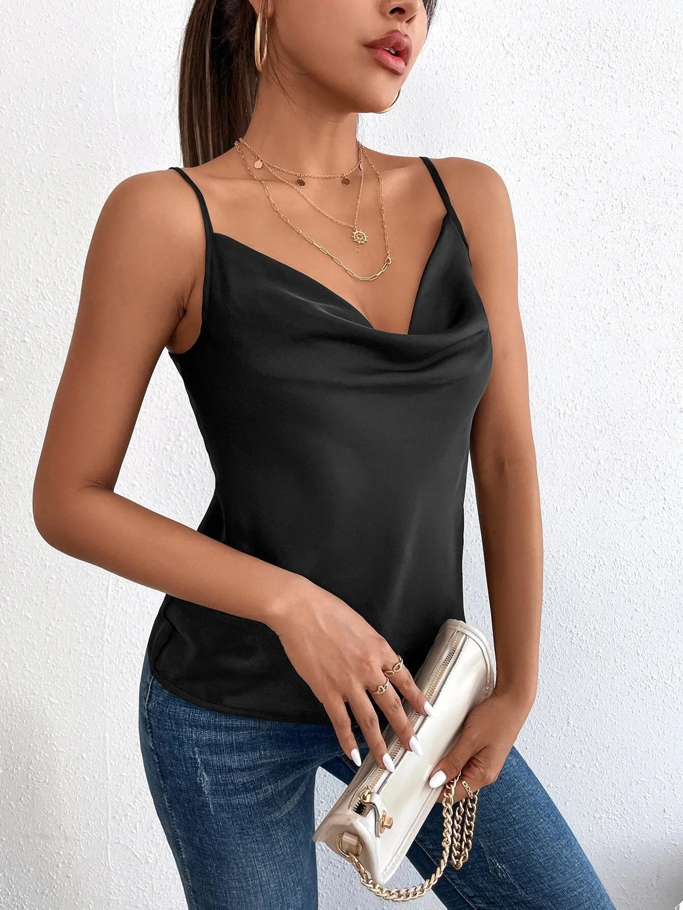 Shein Draped Satin Cami Top
