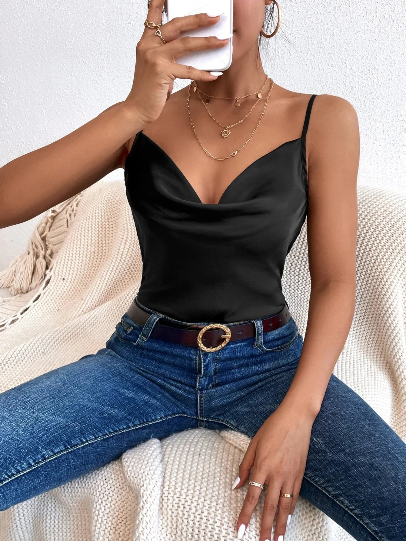 Shein Draped Satin Cami Top