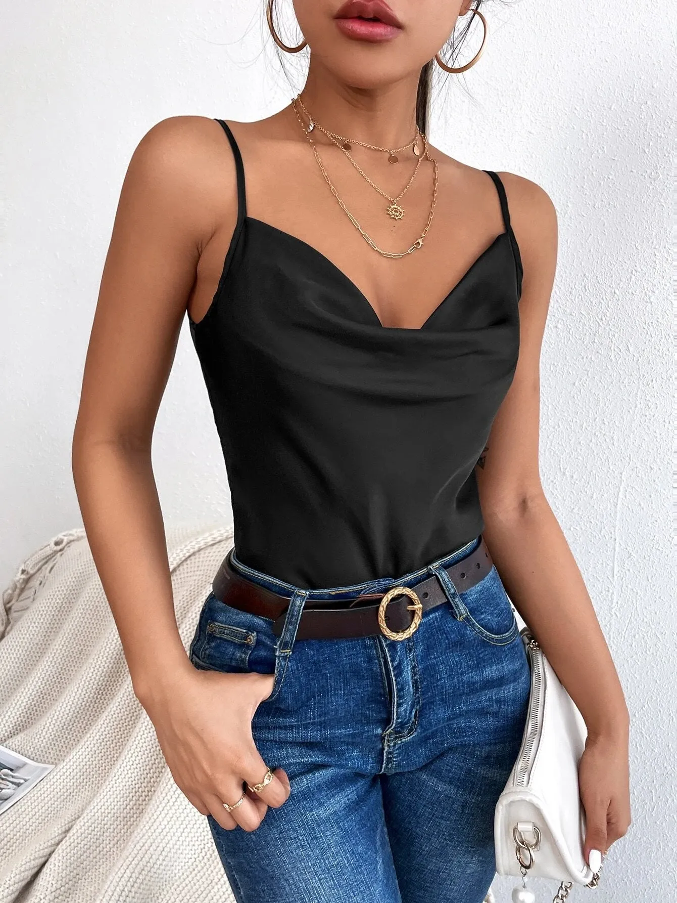 Shein Draped Satin Cami Top