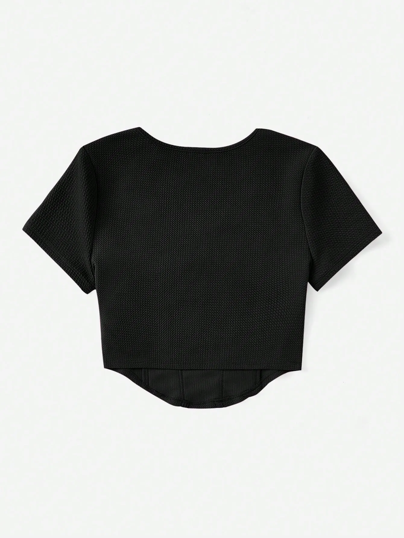 SHEIN EZwear Square Neck Seam Detail Bandana Hem Tee
