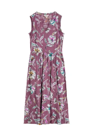 Shelter Bay Sleeveless Jersey Dress - Linework Floral Heather