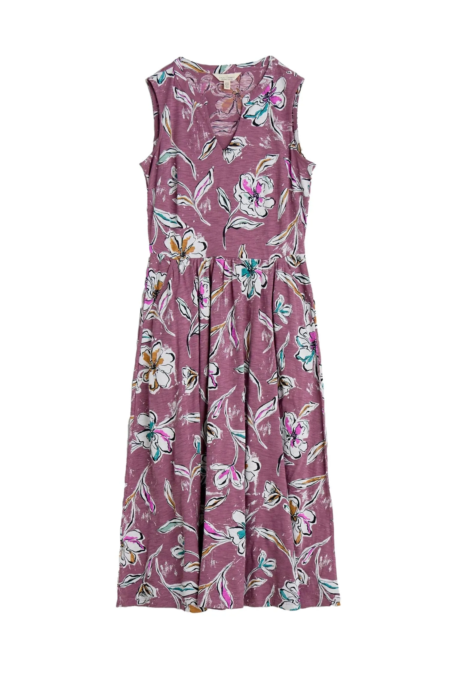 Shelter Bay Sleeveless Jersey Dress - Linework Floral Heather