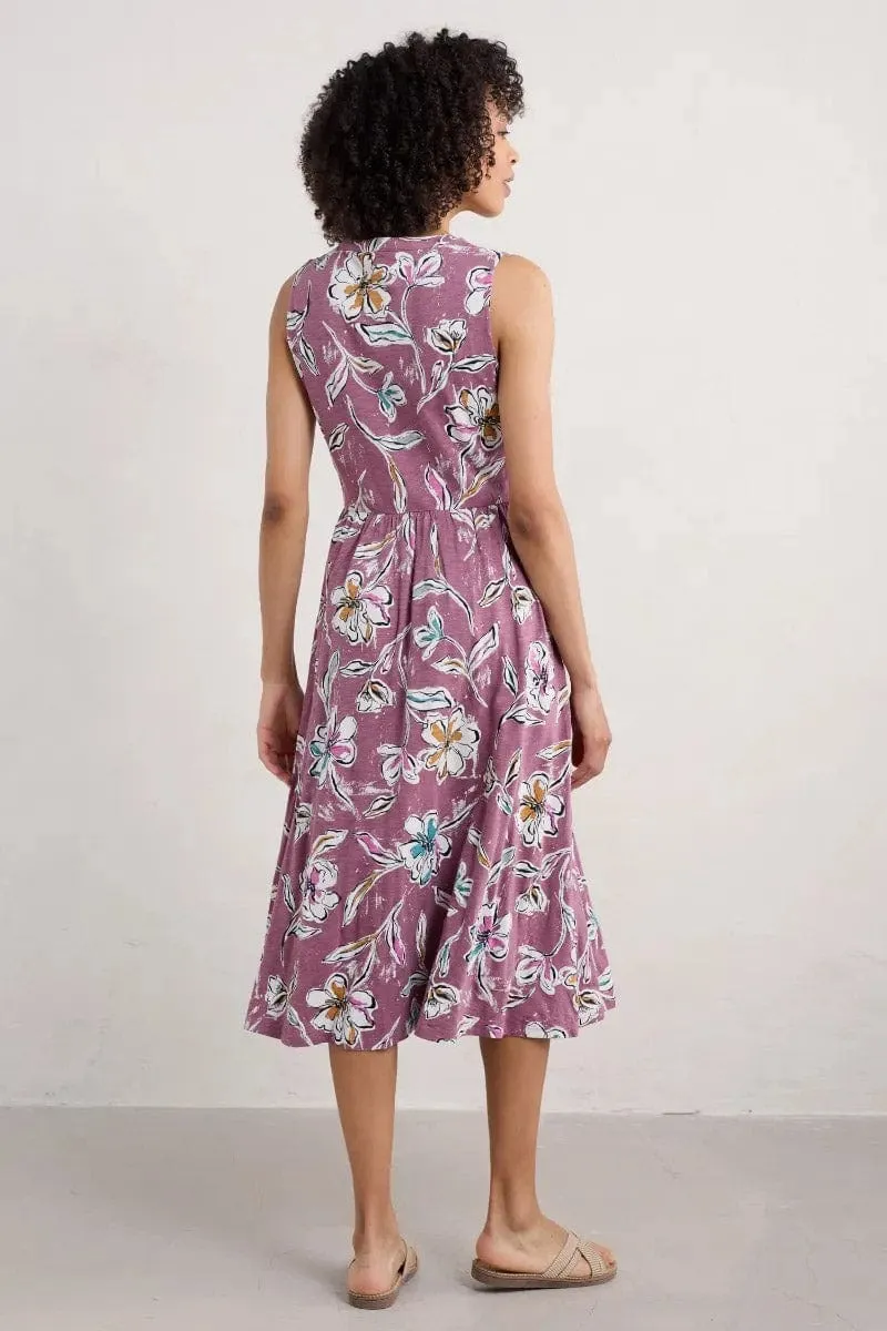 Shelter Bay Sleeveless Jersey Dress - Linework Floral Heather