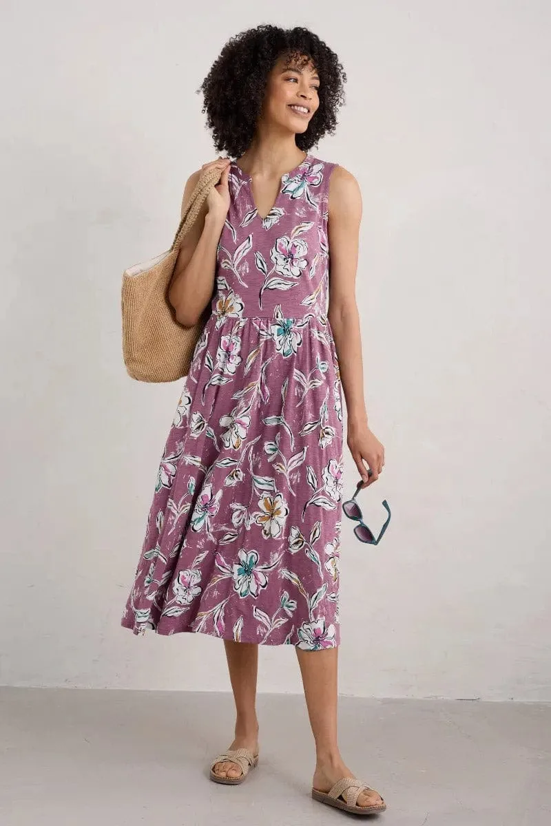 Shelter Bay Sleeveless Jersey Dress - Linework Floral Heather