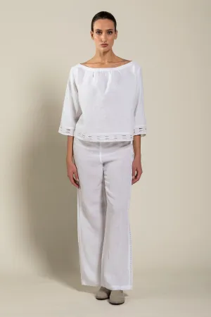 Short Sleeve Boat-Neck Blouse
