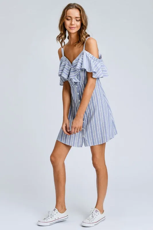 Striped Button Down Mini Dress