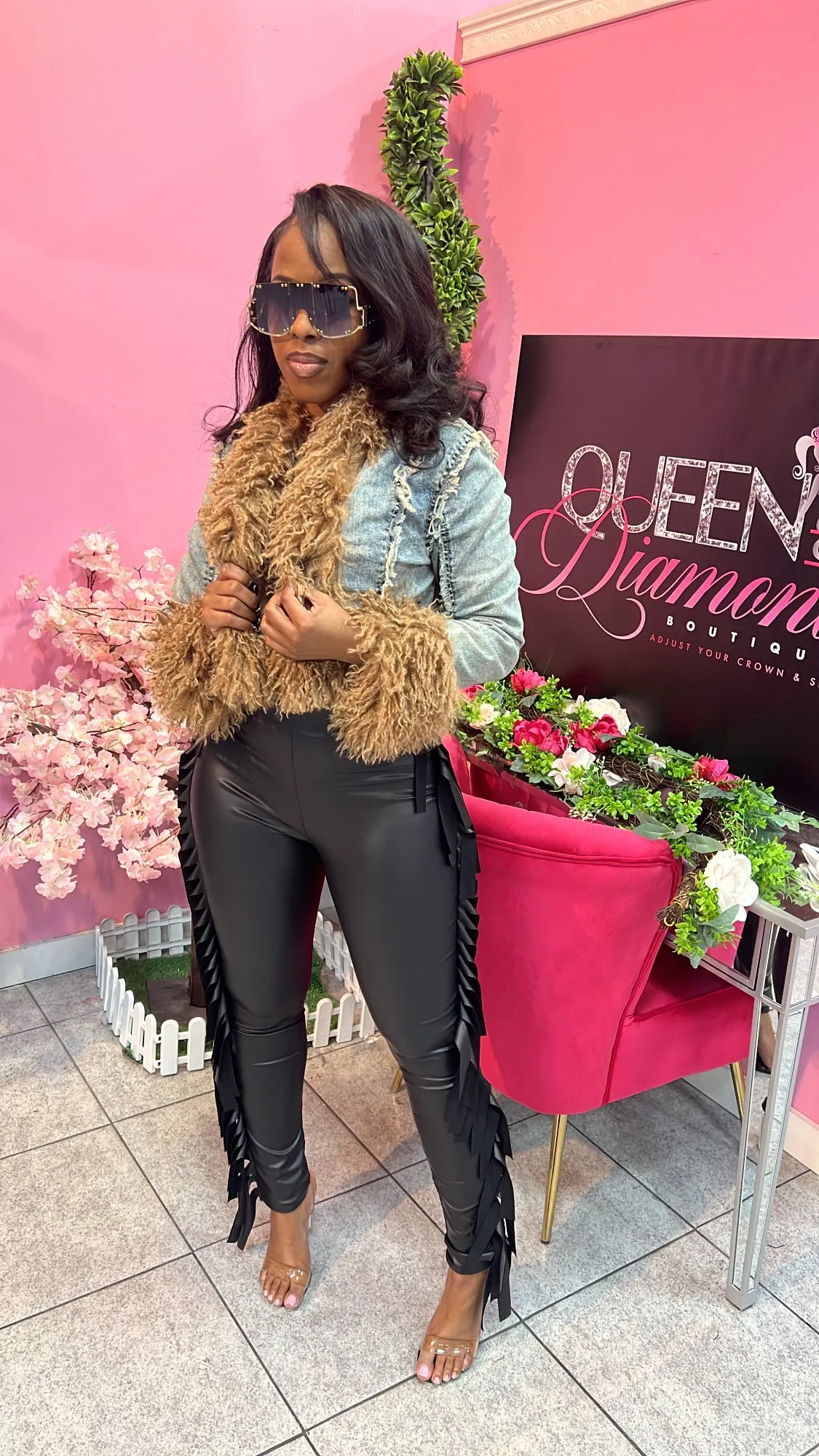 Stylish Denim Fur Jacket