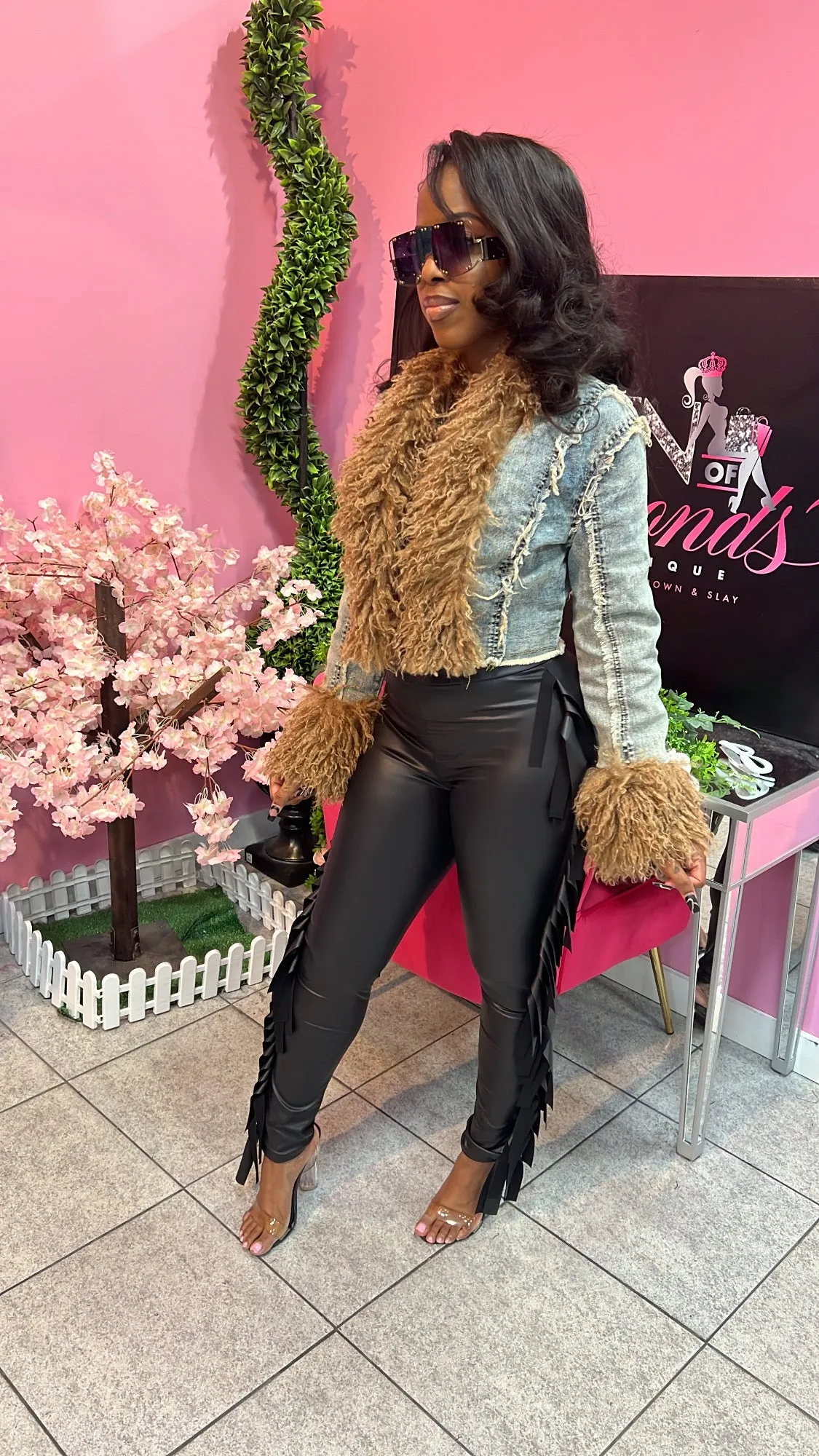 Stylish Denim Fur Jacket