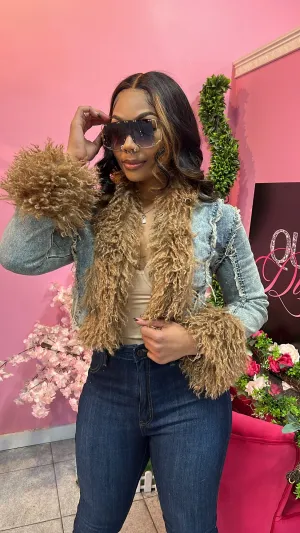 Stylish Denim Fur Jacket