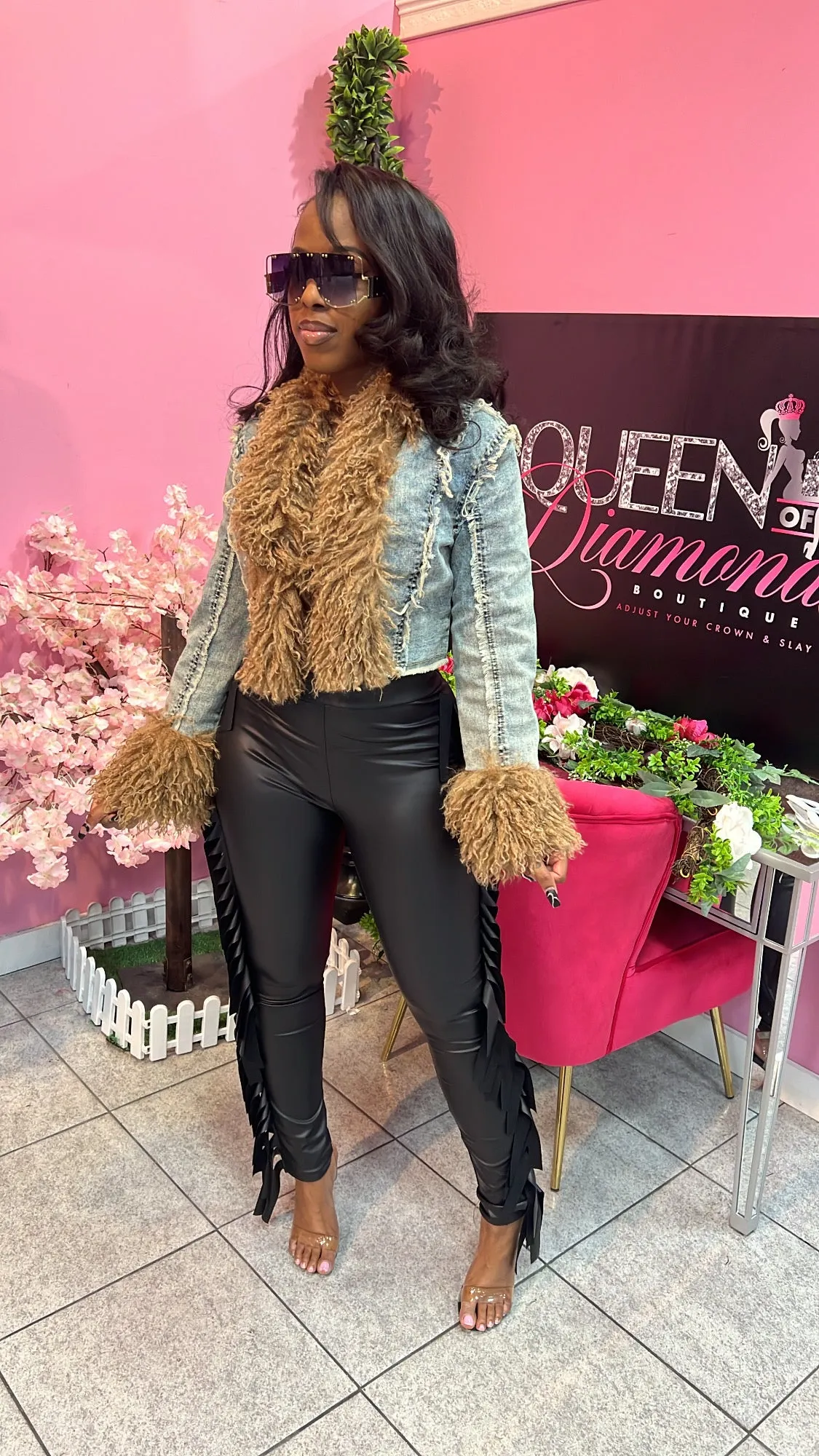 Stylish Denim Fur Jacket