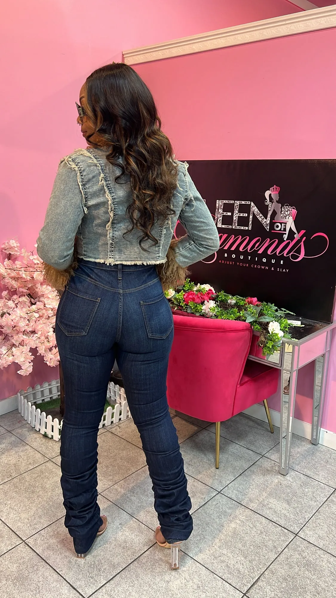 Stylish Denim Fur Jacket