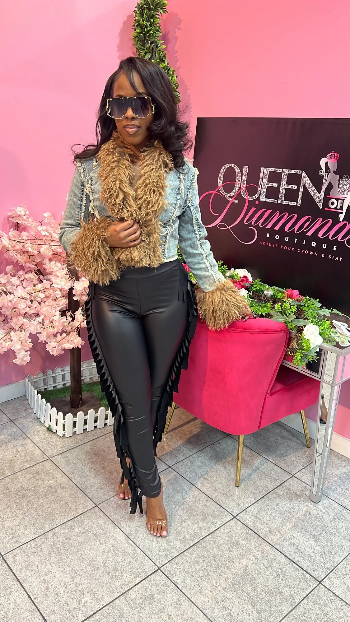 Stylish Denim Fur Jacket